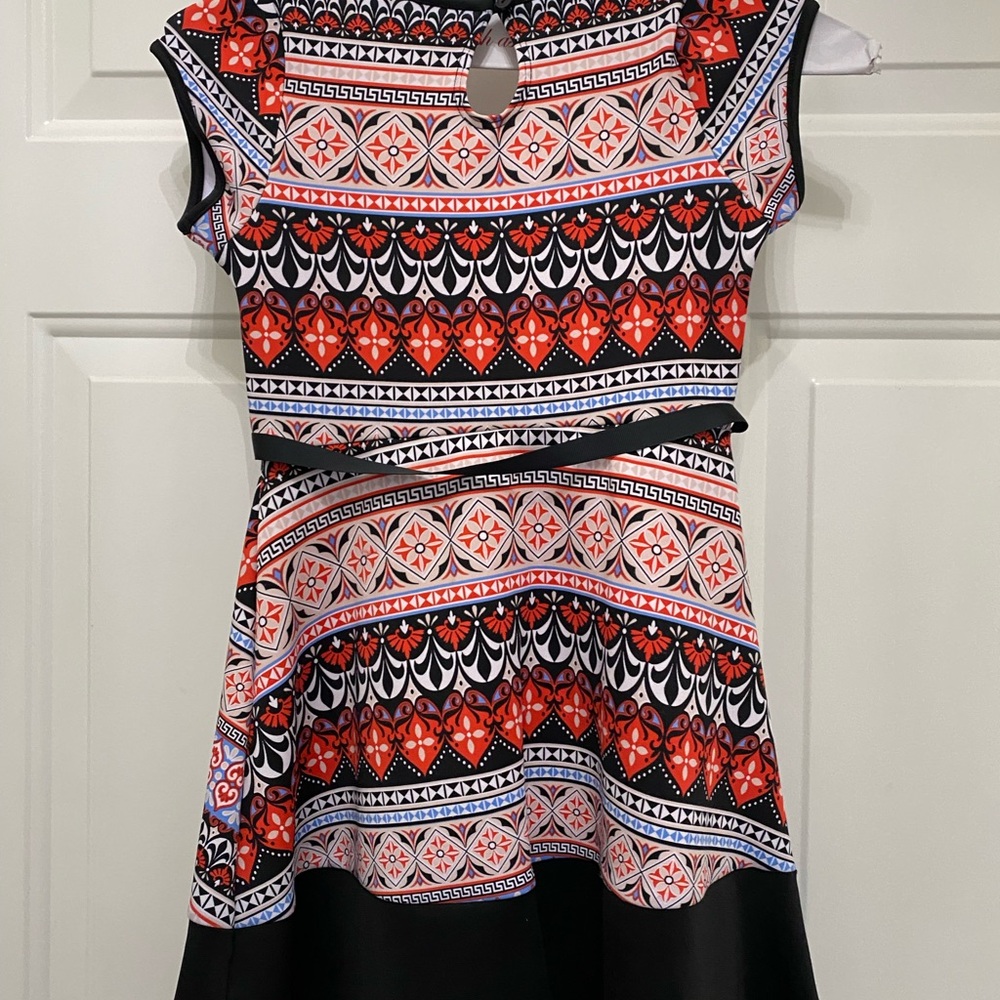 Stylish Kids Casual Dress - Red and Black Pattern